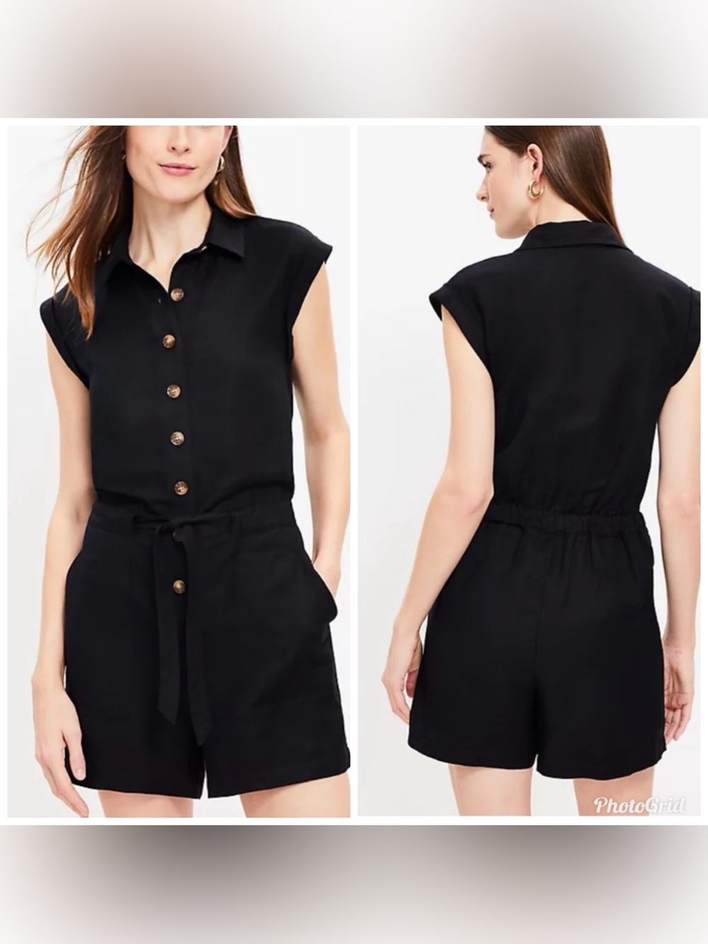 Loft black linen romper size XL